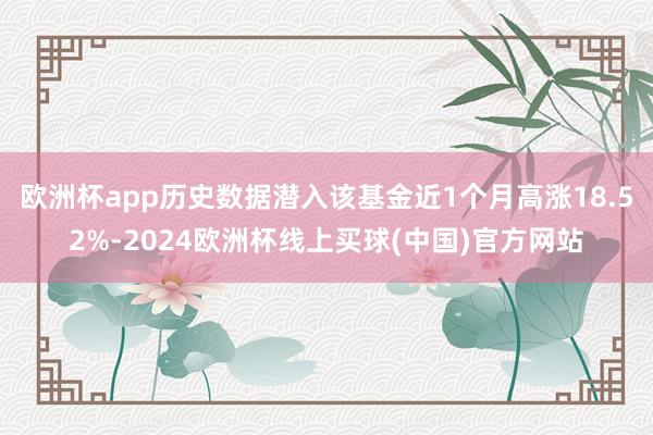 欧洲杯app历史数据潜入该基金近1个月高涨18.52%-2024欧洲杯线上买球(中国)官方网站